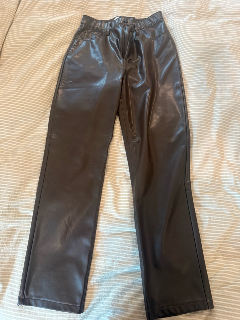 Abercrombie & Fitch Men's Faux Leather Pants - Dark Brown